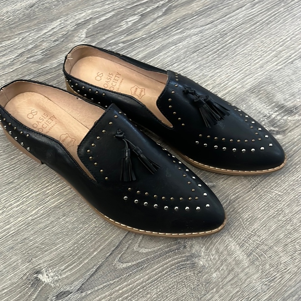 Studded loafer mule